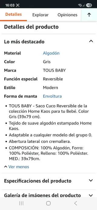 Saco cuco Tous Grupo 0