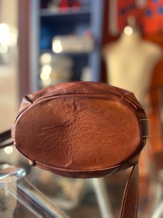 Bolso bombonera cuero genuino vintage marrón