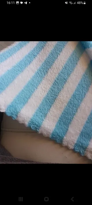 Set Asciugamani Strisce Bianche e Celesti