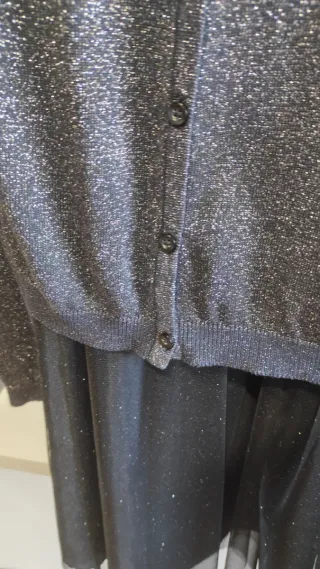 Vestido niña elegante azul marino y plateado