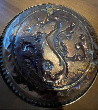 Piatto in rame vintage decorato