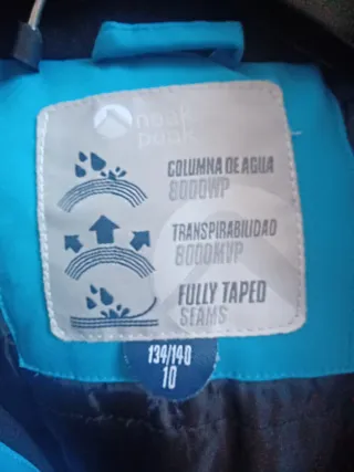 Anorak Nieve esquí Neak Peak Niño 134/140cm