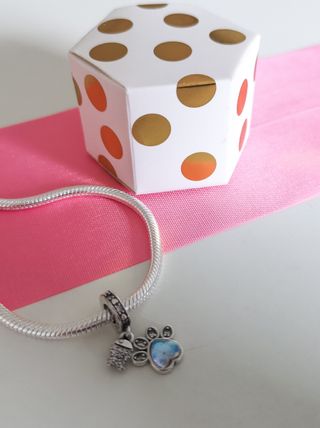 CHARM HUELLA GATO AZUL COLGANTE PARA PANDORA CAJA