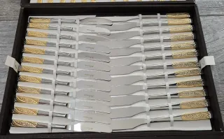 Set posate acciaio oro 24kt 75pz