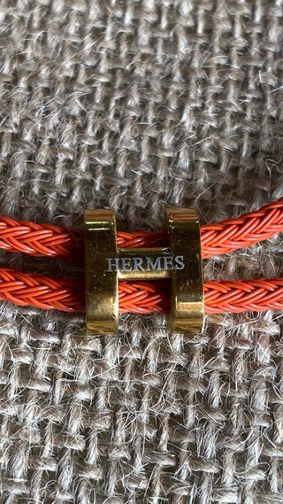 Pulsera Hermes H Dorada Naranja