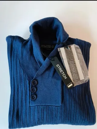 Suéter Sonny Bono cuello alto azul