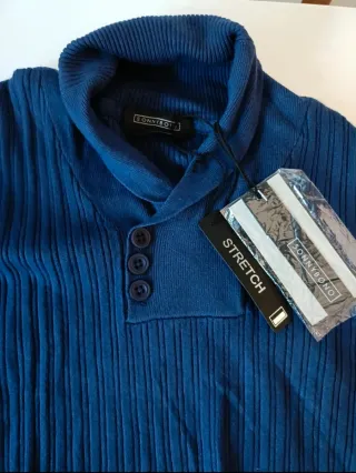 Suéter Sonny Bono cuello alto azul