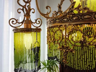 Lámpara techo bronce abalorios Montoro