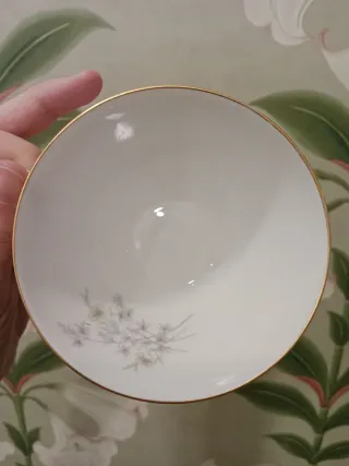 Juego 6 Tazas y Platos Porcelana Dorada