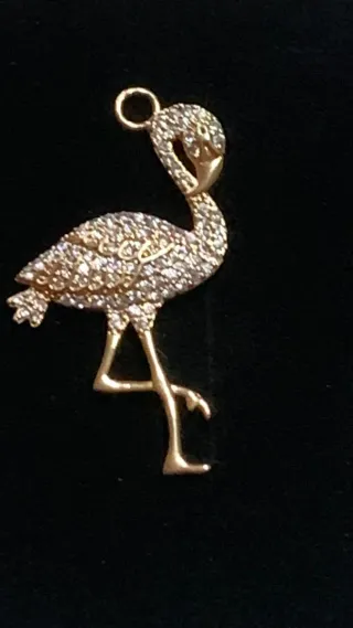 Charm Fenicottero dorato e Zirconia