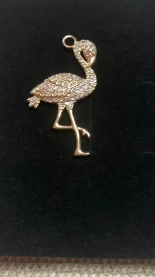 Charm Fenicottero dorato e Zirconia