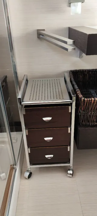 Carro Organizador Baño Madera y Metal