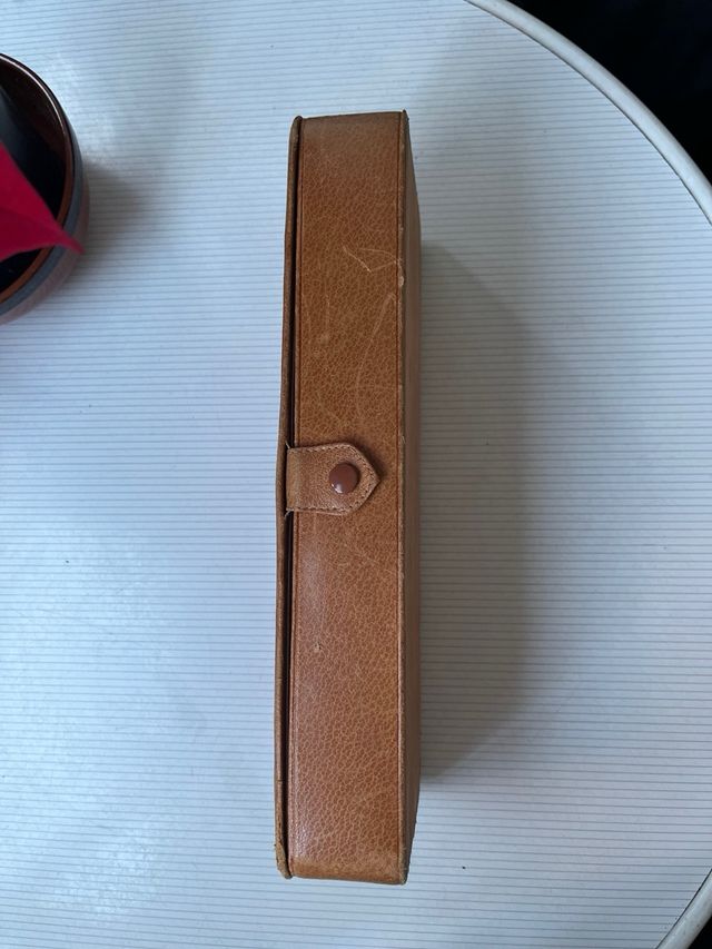 Antigua caja Corbatas piel y madera