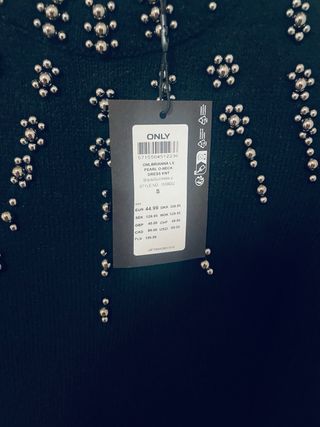 Vestido punto negro ONLY abalorios pecho