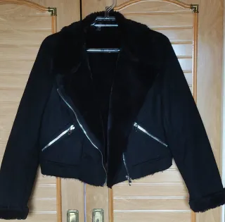 Chaqueta Biker Zara Ante Negra