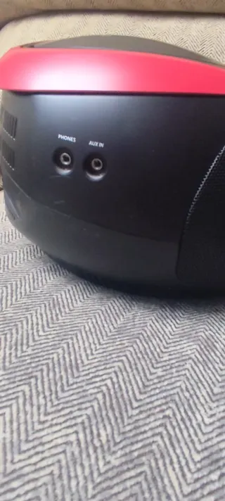 Radio CD USB Cassette Negro/Rojo