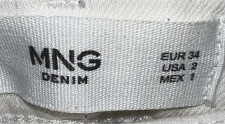 Pantalón Mango Blanco Talla 34 Flores