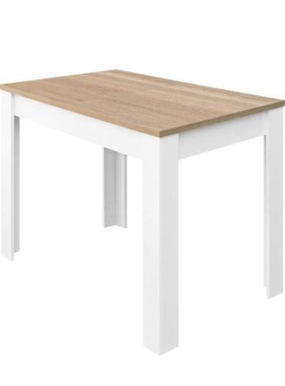 Mesa comedor extensible madera y blanca