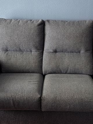 Sofá de tela azul fijo de 3 sentadas y 220cm