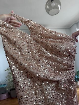 Vestido de fiesta lentejuelas oro rosa