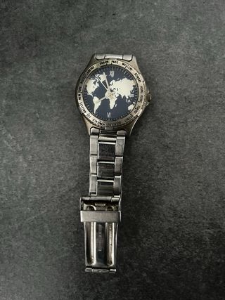 Reloj Vintage Mapa Mundo Acero Inox