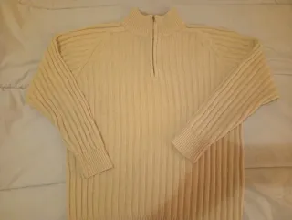 Jersey hombre beige con cremallera