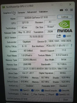 Gigabyte GV-N610-2GB Tarjeta Gráfica