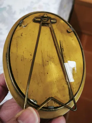 Antiguo Marco Joya de Latón con Pedrería (13x10cm)