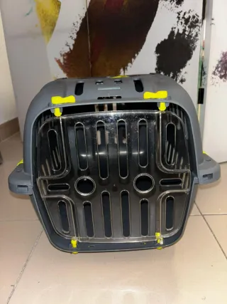 Transportín para mascotas gris y transparente