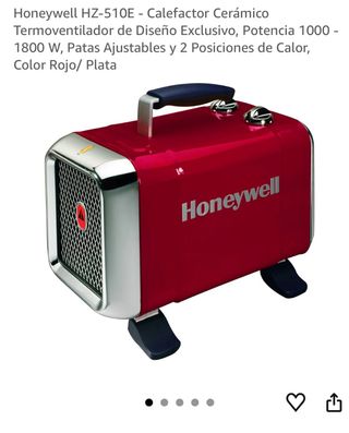 Calefactor Cerámico Honeywell HZ-510E Rojo/Plata