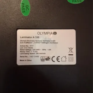 Plastificadora Olympia A330 DIN A4 y A3