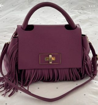 Bolso Plinio Visone Piel Morado Flecos