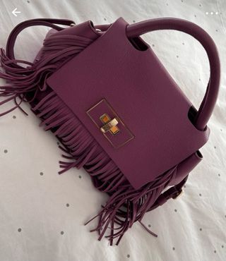 Bolso Plinio Visone Piel Morado Flecos