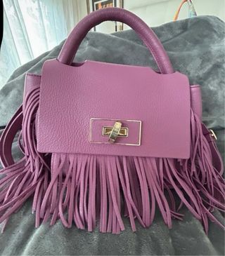 Bolso Plinio Visone Piel Morado Flecos
