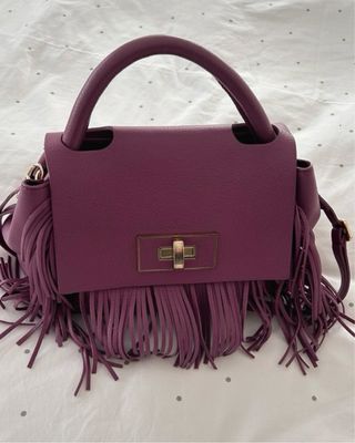 Bolso Plinio Visone Piel Morado Flecos