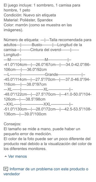 Disfraz Oktoberfest Marrón Talla L