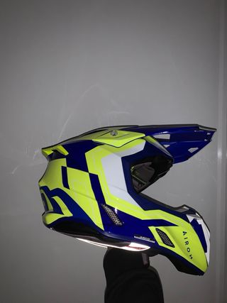 Casco Moto Airoh Azul y Amarillo