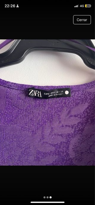 Vestido Zara manga larga estampado morado