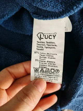 Vestito maglia blu con stampa