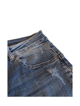 Jeans denim vita alta con bottoni