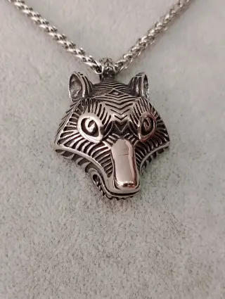 Collare Uomo Acciaio Inossidabile Lupo