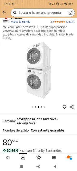 Kit Superposición Lavadora Secadora Meliconi