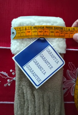 Guantes mujer beige y blanco