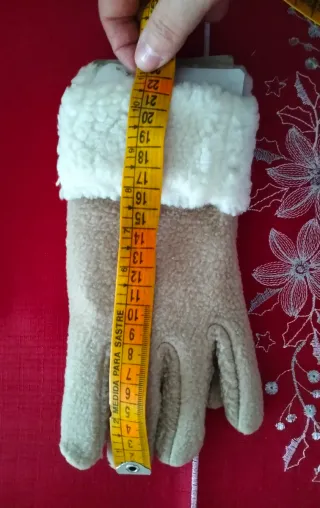 Guantes mujer beige y blanco