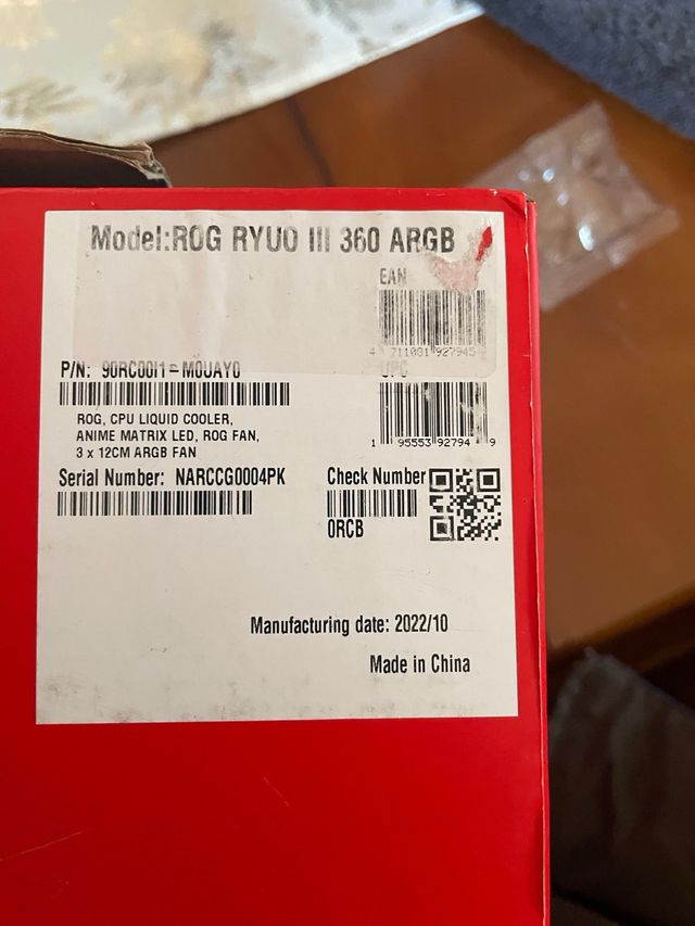 ROG Ryuo III 360 ARGB CPU Refrigerador Líquido