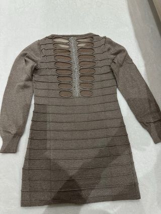 Vestito beige brillantinato