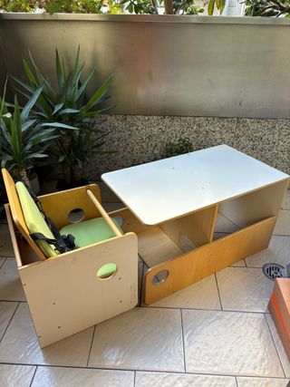 Trona evolutiva madera y cojín verde