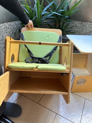 Trona evolutiva madera y cojín verde