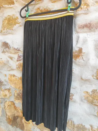 Falda larga plisada negra