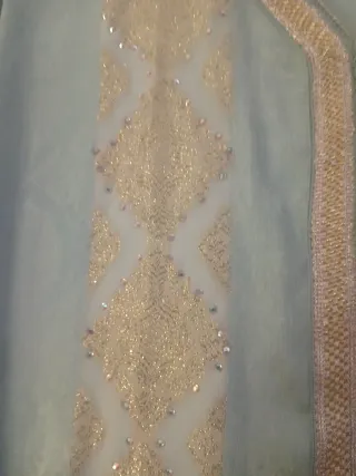 Vestido Marroqui fiesta dorado y azul